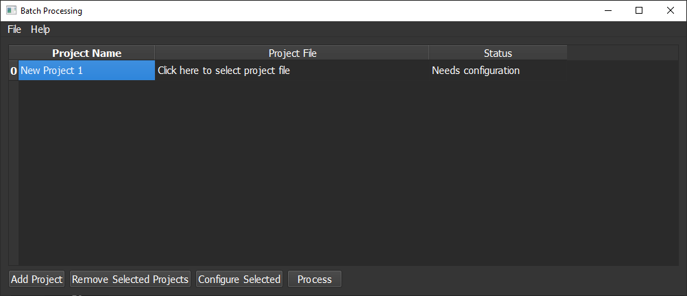 Figure 2. Batch Processing Window.