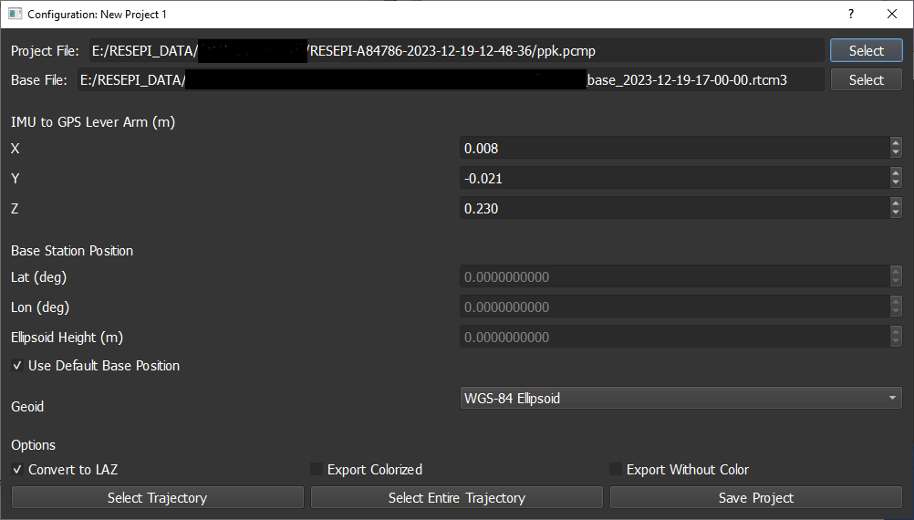 Figure 3. Project Configuration Window.