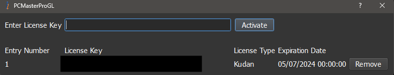 Figure 7. PCMasterPro License Manager Window.