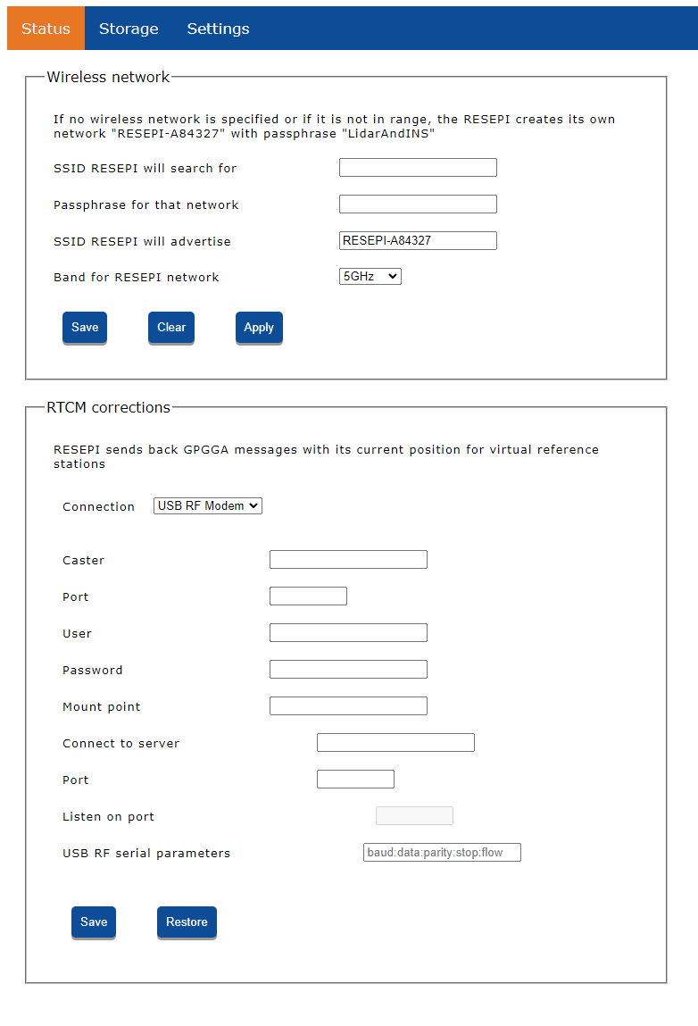 Figure 2. RTCM Connection Parameters.