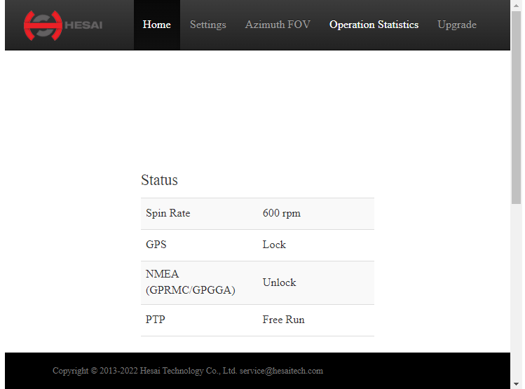 Figure 12. Lidar Settings Tab.