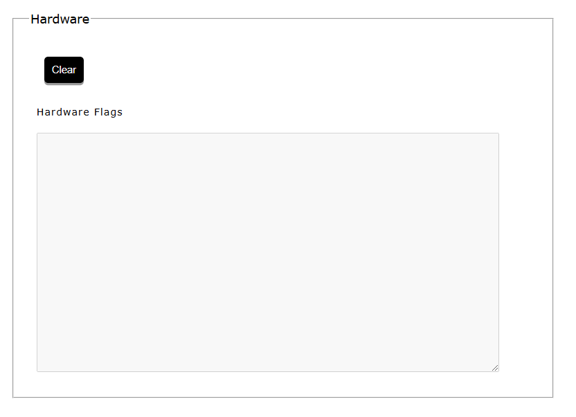 Figure 14. Hardware flags window.