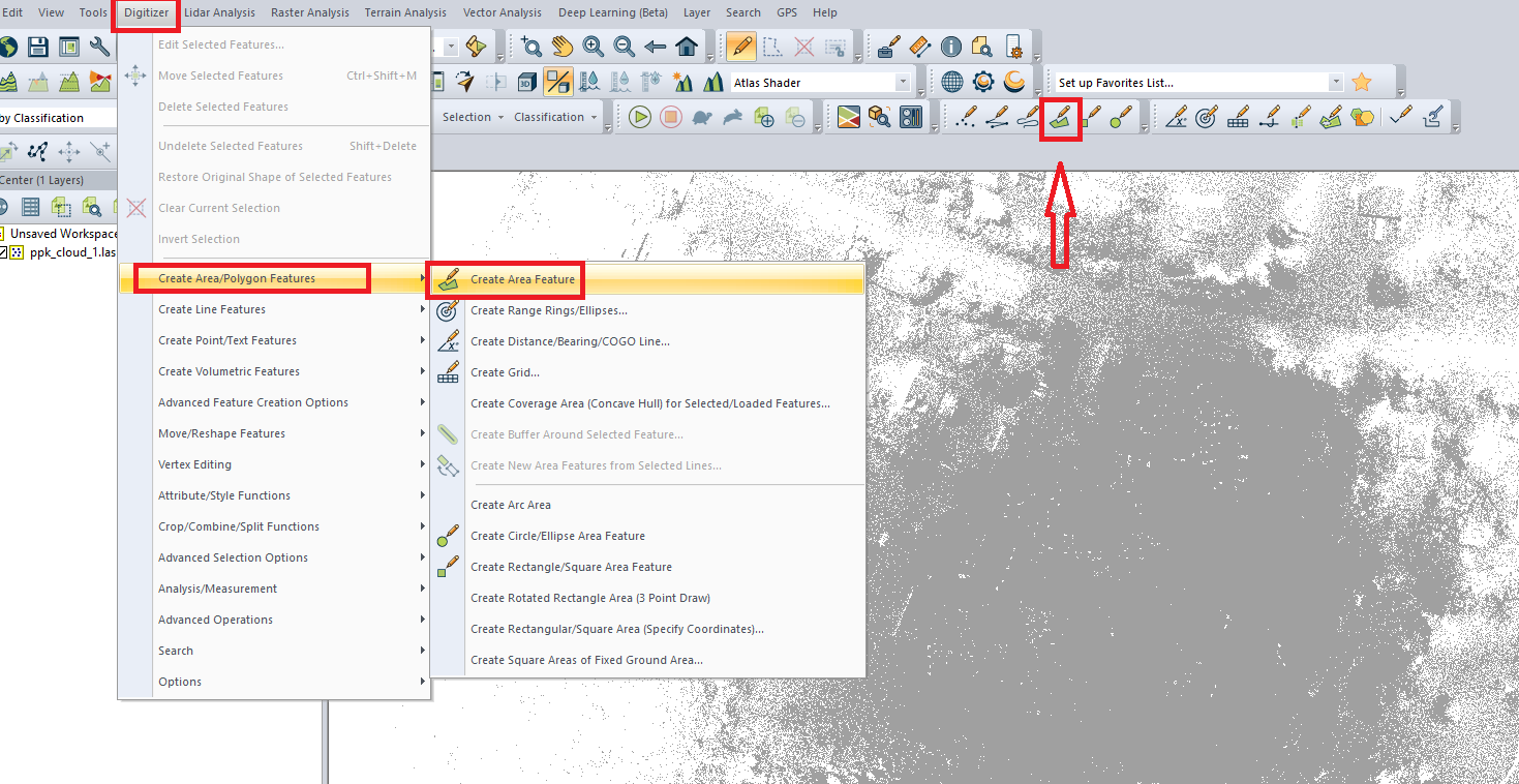 Figure 4. Area creation tool.