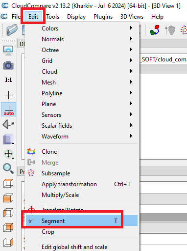 Figure 5. "Segment" tool menu.