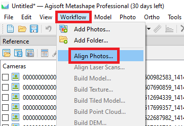Figure 5. Aligning photos menu.