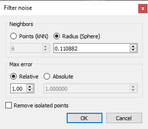 Figure 9. Filtering parameters.