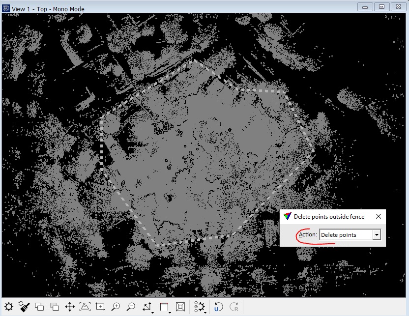 Figure 10. Selected area for deleting points.