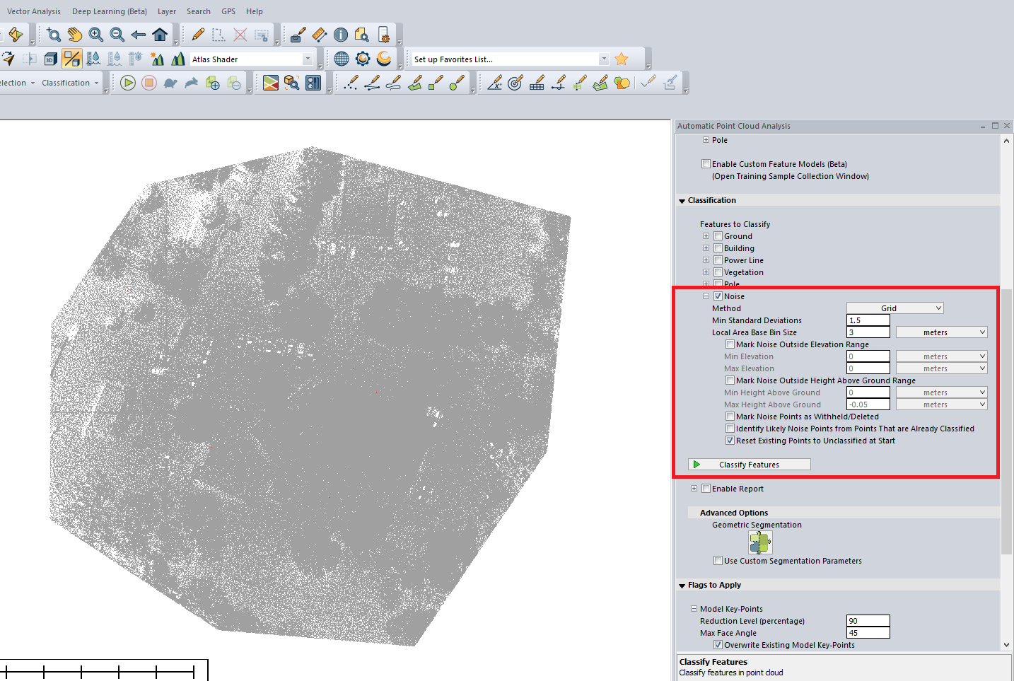 Figure 11. Noise classification parameters.