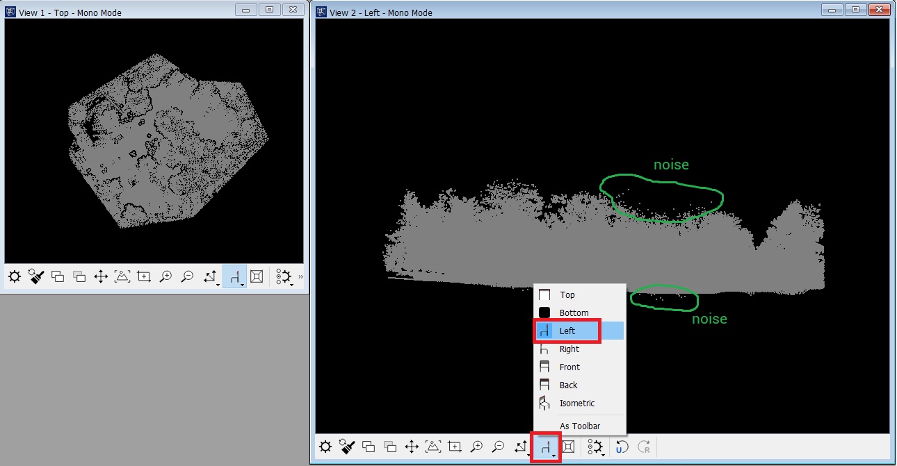 Figure 12. Change the view of the point cloud in the second view window.