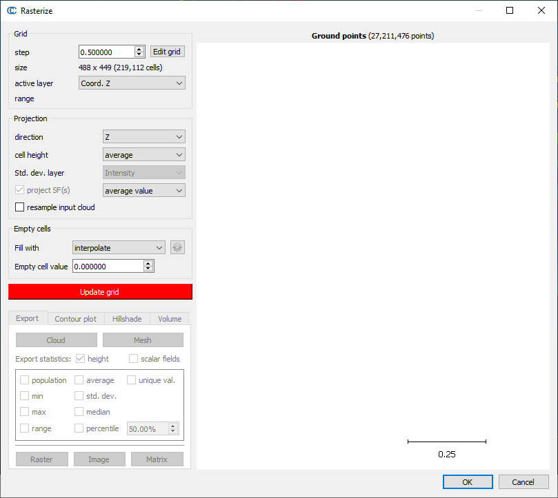 Figure 14. "Rasterize" parameters.