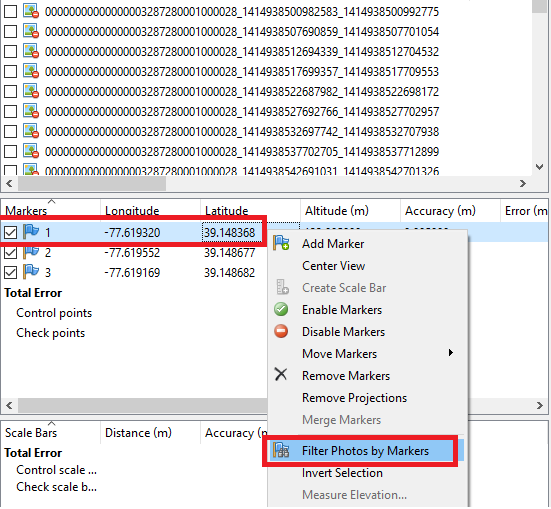 Figure 15. Filtering images by marker.