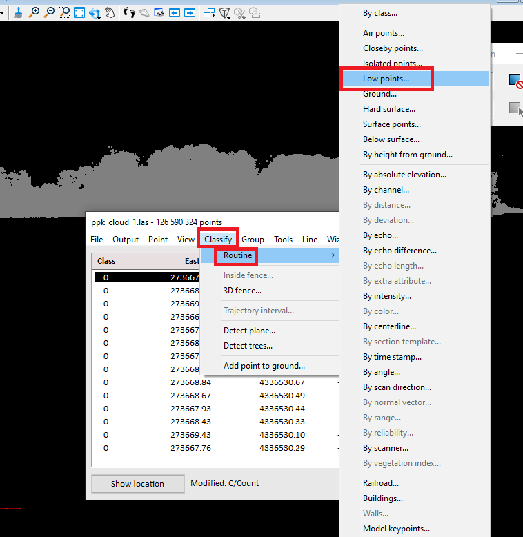 Figure 15. Classification menu.