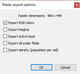 Figure 16. Export parameters.