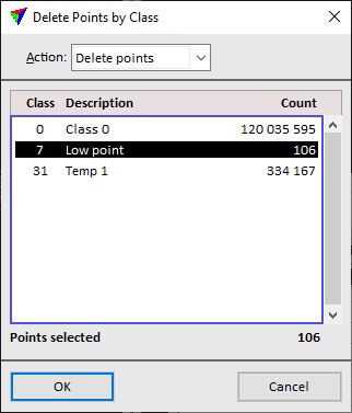 Figure 23. Selecting the point class to be deleted.