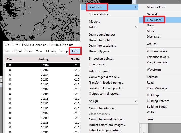 Figure 25. "View Laser" Toolbox.
