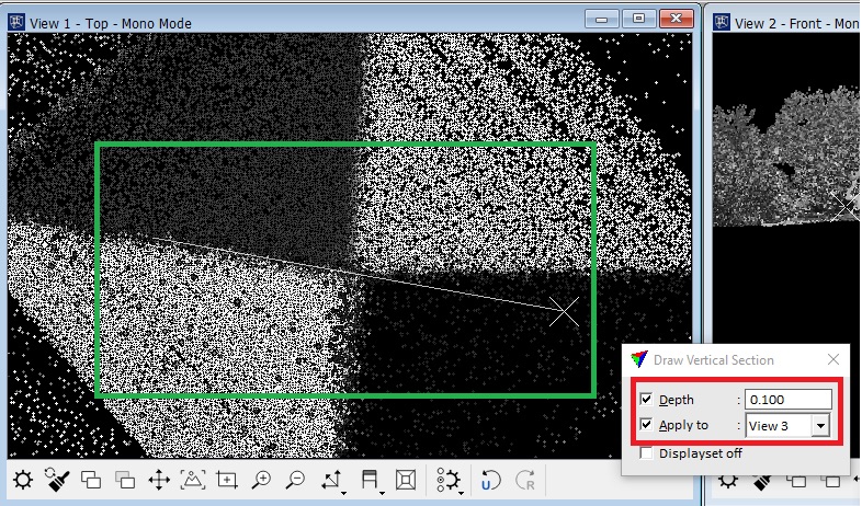 Figure 28. Drawing a cut line through the center of the target.