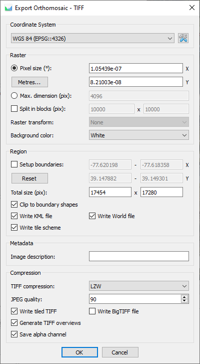 Figure 32. Export settings.