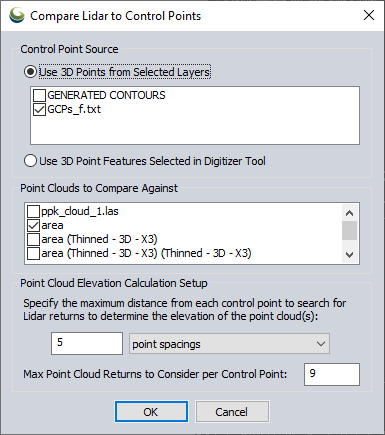 Figure 33. Selecting data for accuracy assessment.