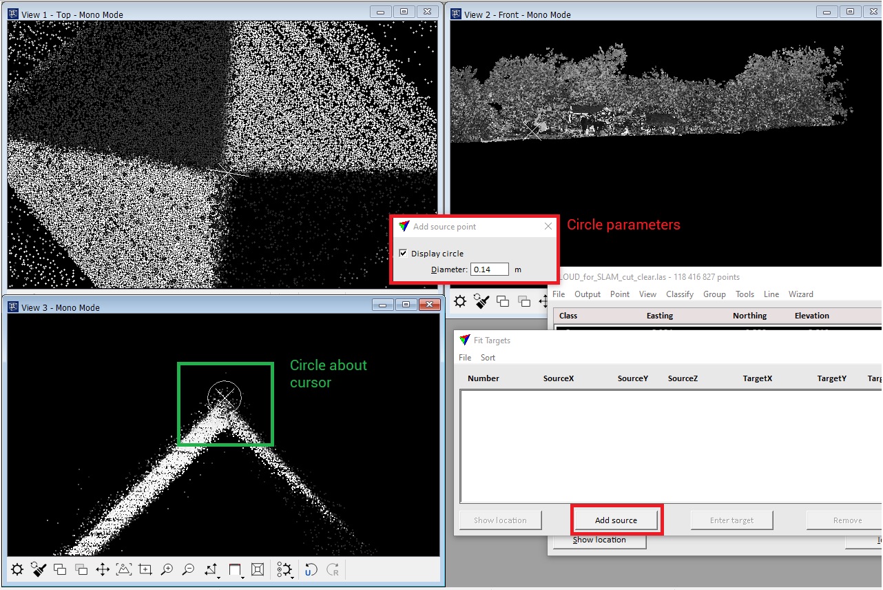 Figure 33. Adding point coordinates to the list of points for georeferencing.