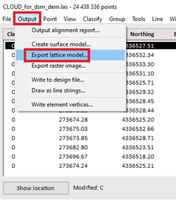 Figure 37. Lattice model export menu.