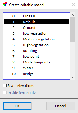 Figure 42. Selecting a class for the model.