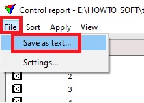 Figure 43. Saving the report to a text file.