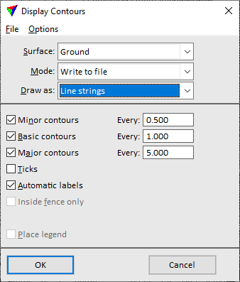 Figure 44. Parameters of contour creation.