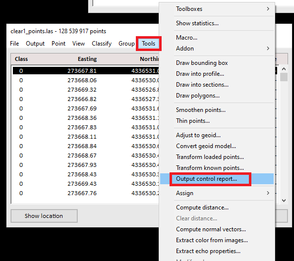 Figure 48. Create a height accuracy report.