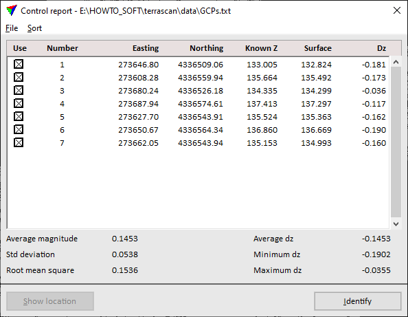 Figure 56. DEM Accuracy Report.