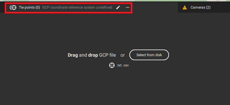 Figure 10. GCP Addition Tab.