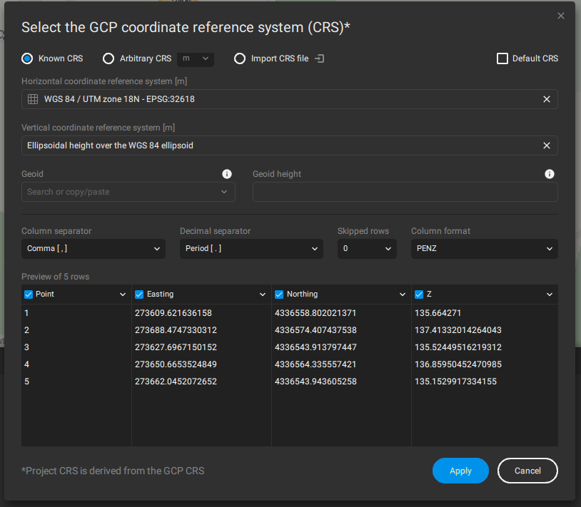 Figure 11. «GCP Manager» window.