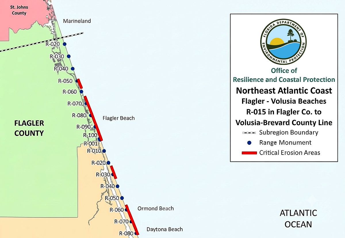 Figure 1. Flagler Beach's critically eroded areas.
